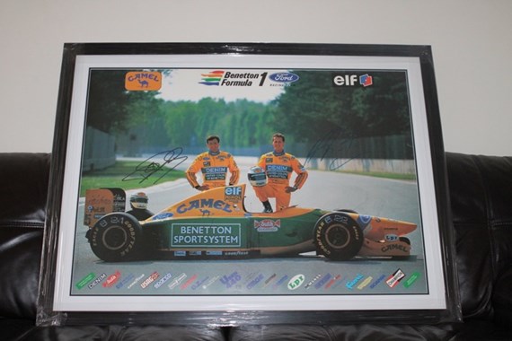OFFICIAL BENETTON TEAM POSTER SIGNED